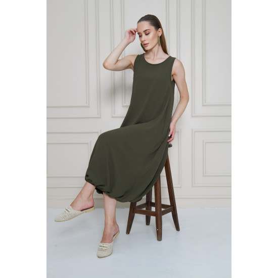 Pasaklı Giyim Kadın Eteği Lastikli Aerobin Yazlık Elbise Haki