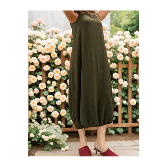 Pasaklı Giyim Kadın Eteği Lastikli Aerobin Yazlık Elbise Haki