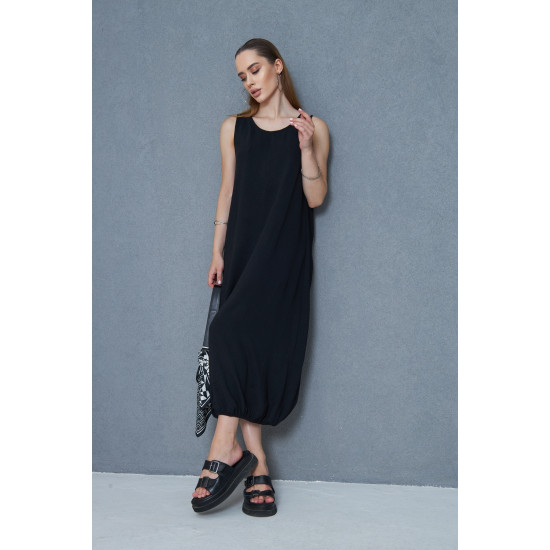Pasaklı Giyim Kadın Eteği Lastikli Aerobin Yazlık Elbise Siyah