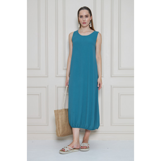 Pasaklı Giyim Kadın Eteği Lastikli Aerobin Yazlık Elbise Petrol