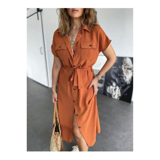 Pasaklı Giyim Kadın Safari Elbise Kiremit