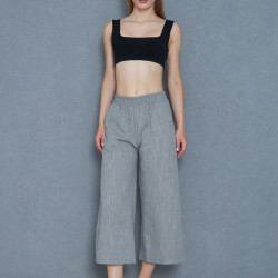 Pasaklı Giyim Kadın Keten Kapri Pantolon 3404209 Siyah