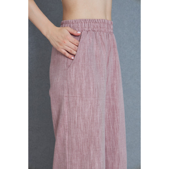 Pasaklı Giyim Kadın Keten Kapri Pantolon Bordo