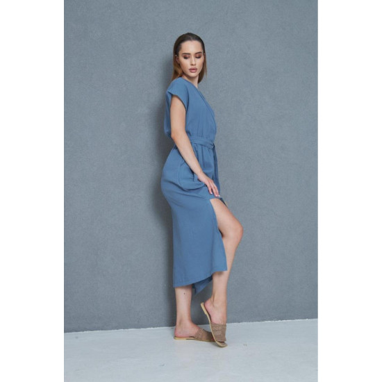 Pasaklı Giyim Kadın %100 Pamuk Müslin Elbise İndigo