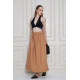 Pasaklı Giyim Kadın Karamel Paraşüt Kumaş Yazlık Gizli Fermuarlı Uzun Etek