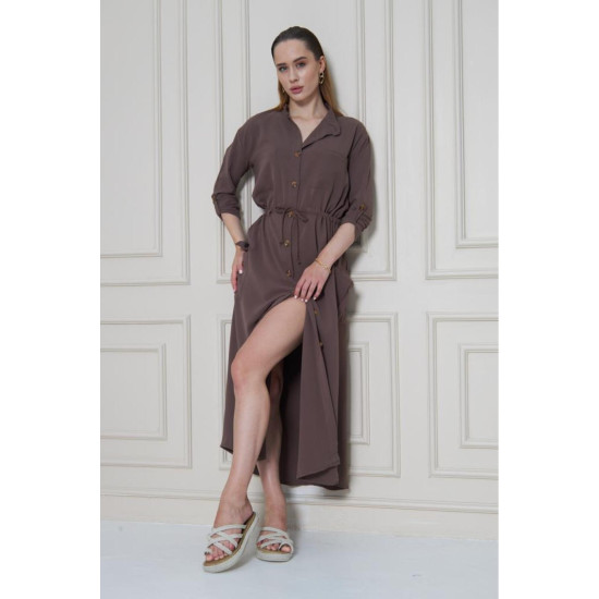 Pasaklı Giyim Kadın Premium Krep Elbise Kahverengi