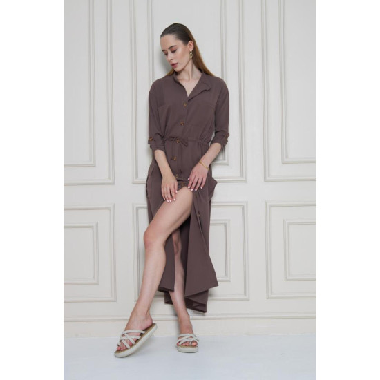 Pasaklı Giyim Kadın Premium Krep Elbise Kahverengi