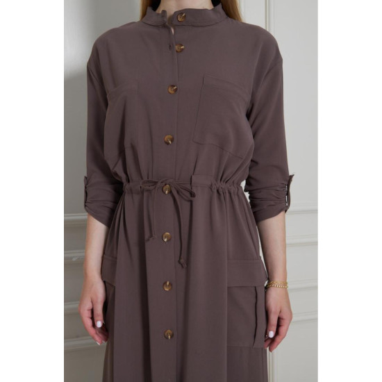 Pasaklı Giyim Kadın Premium Krep Elbise Kahverengi