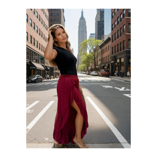 Pasaklı Giyim Bohem Pantolon Etek Bordo