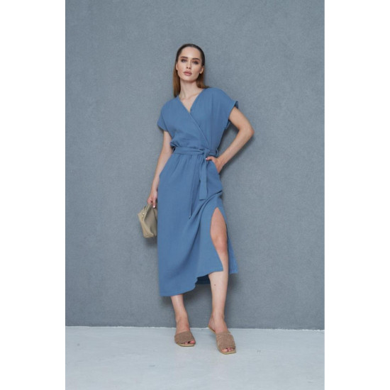 Pasaklı Giyim Kadın %100 Pamuk Müslin Elbise İndigo