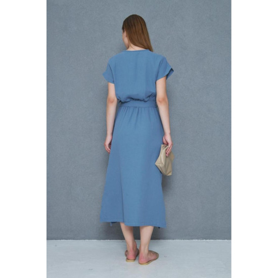 Pasaklı Giyim Kadın %100 Pamuk Müslin Elbise İndigo