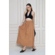 Pasaklı Giyim Kadın Karamel Paraşüt Kumaş Yazlık Gizli Fermuarlı Uzun Etek