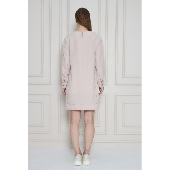 Pasaklı Giyim Kadın Premium Bambu Keten İncili Tunik Taş