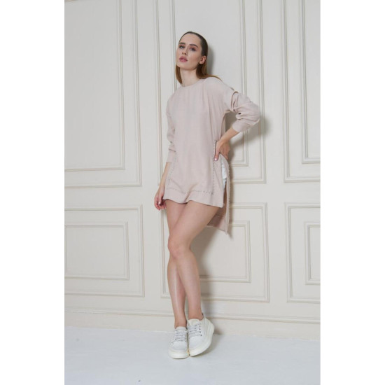 Pasaklı Giyim Kadın Premium Bambu Keten İncili Tunik Taş