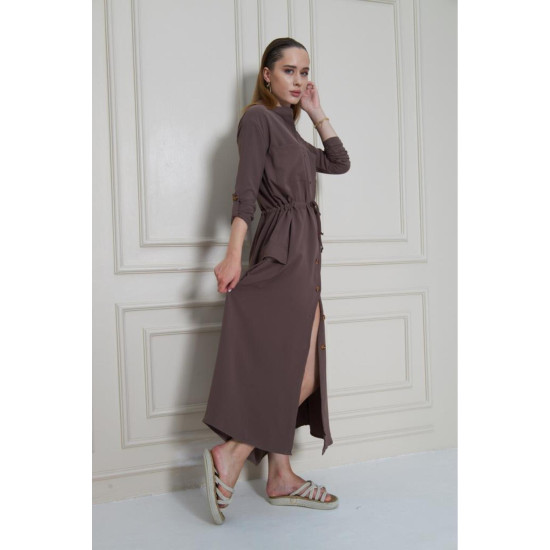 Pasaklı Giyim Kadın Premium Krep Elbise Kahverengi