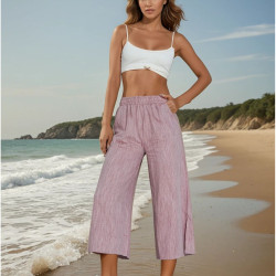 Pasaklı Giyim Kadın Keten Kapri Pantolon 3404209 Bordo