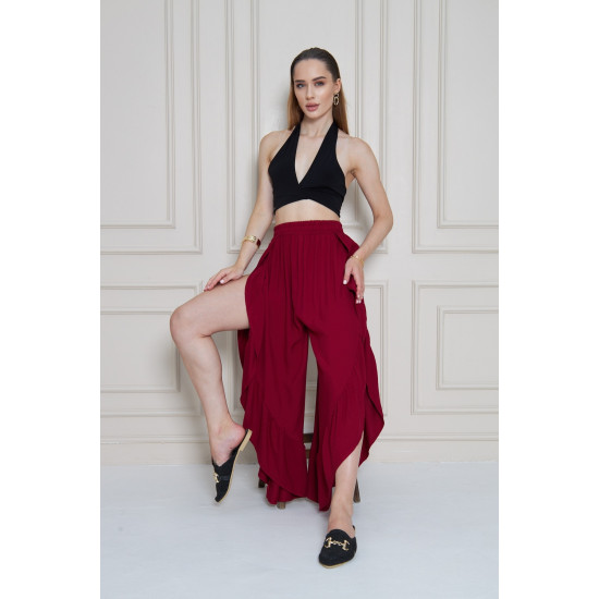 Pasaklı Giyim Bohem Pantolon Etek Bordo