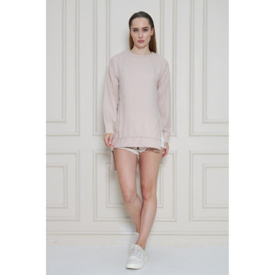 Pasaklı Giyim Kadın Premium Bambu Keten İncili Tunik Taş