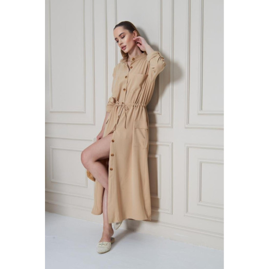 Pasaklı Giyim Kadın Premium Krep Elbise Bej