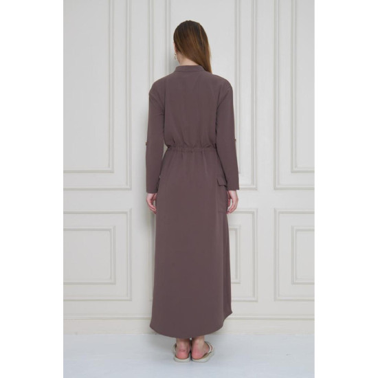 Pasaklı Giyim Kadın Premium Krep Elbise Kahverengi