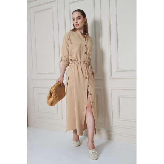 Pasaklı Giyim Kadın Premium Krep Elbise Bej