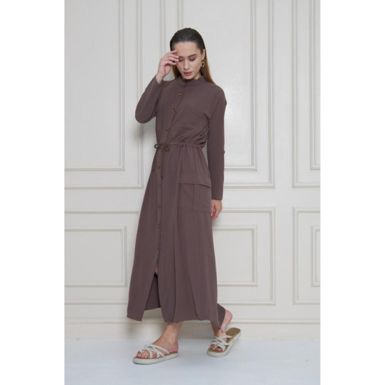 Pasaklı Giyim Kadın Premium Krep Elbise Kahverengi