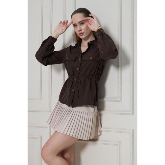 Pasaklı Giyim Kadın Kupra Gömlek Kahverengi