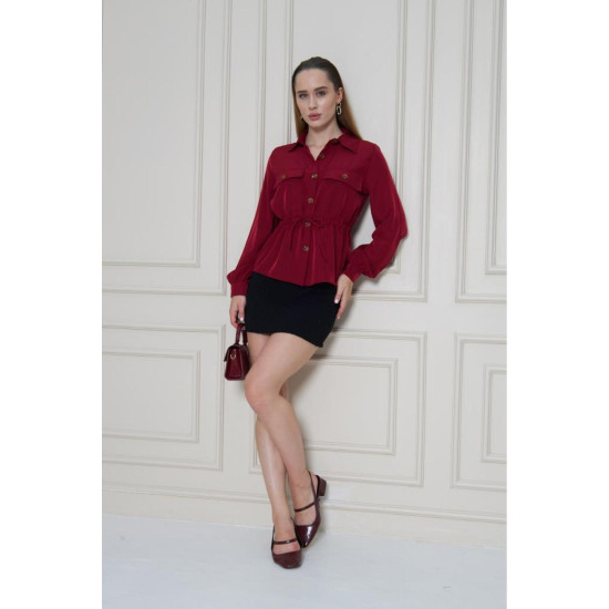 Pasaklı Giyim Kadın Kupra Gömlek Bordo