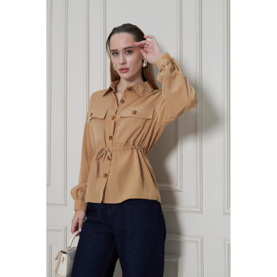 Pasaklı Giyim Kadın Kupra Gömlek Karamel