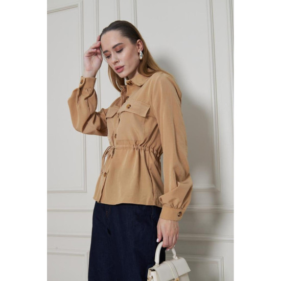 Pasaklı Giyim Kadın Kupra Gömlek Karamel