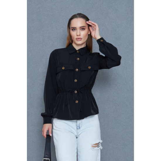 Pasaklı Giyim Kadın Kupra Gömlek Siyah