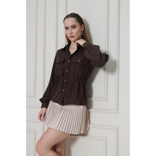 Pasaklı Giyim Kadın Kupra Gömlek Kahverengi