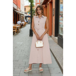 Pasaklı Giyim Giy Çık Kolsuz Uzun Gömlek Elbise 3762385 Pudra