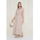 Pasaklı Giyim Giy Çık Kolsuz Uzun Gömlek Elbise Pudra