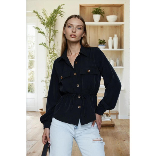 Pasaklı Giyim Kadın Kupra Gömlek Siyah