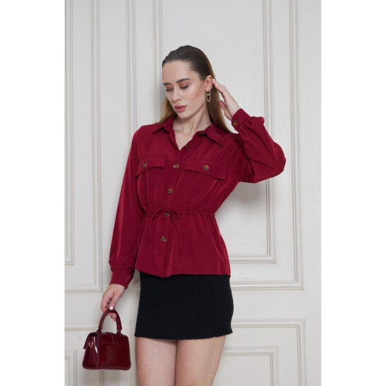 Pasaklı Giyim Kadın Kupra Gömlek Bordo