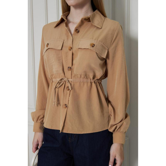 Pasaklı Giyim Kadın Kupra Gömlek Karamel