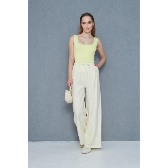 Pasaklı Giyim Kadın Fistolu Poplin Pantolon Sarı