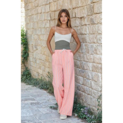 Pasaklı Giyim Kadın Fistolu Poplin Pantolon 3757176 Pembe -Beyaz