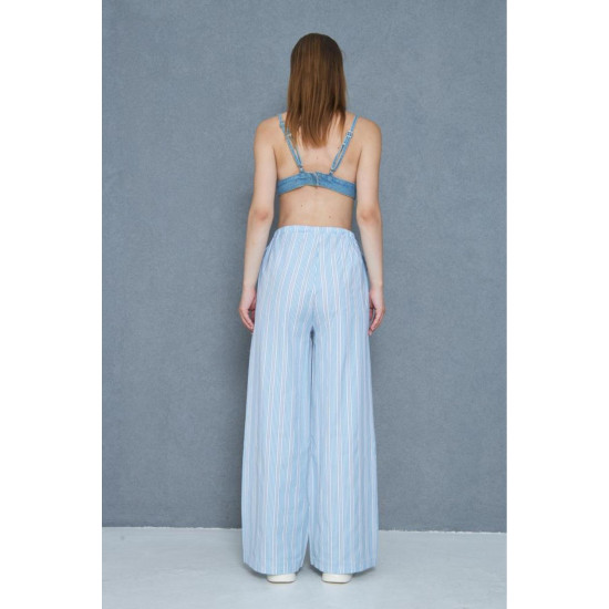 Pasaklı Giyim Kadın Fistolu Poplin Pantolon Mavi