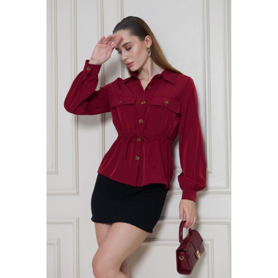 Pasaklı Giyim Kadın Kupra Gömlek Bordo