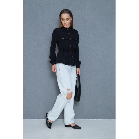 Pasaklı Giyim Kadın Kupra Gömlek Siyah