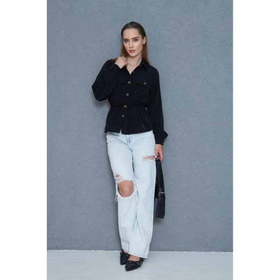 Pasaklı Giyim Kadın Kupra Gömlek Siyah
