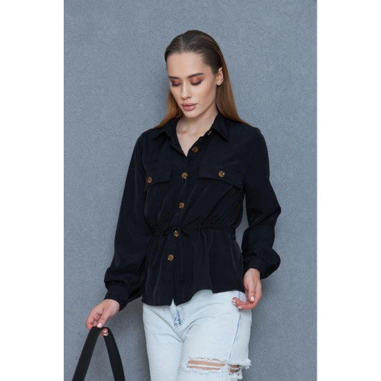 Pasaklı Giyim Kadın Kupra Gömlek Siyah