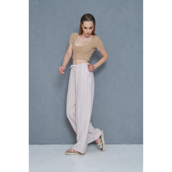 Pasaklı Giyim Kadın Fistolu Poplin Pantolon Bej