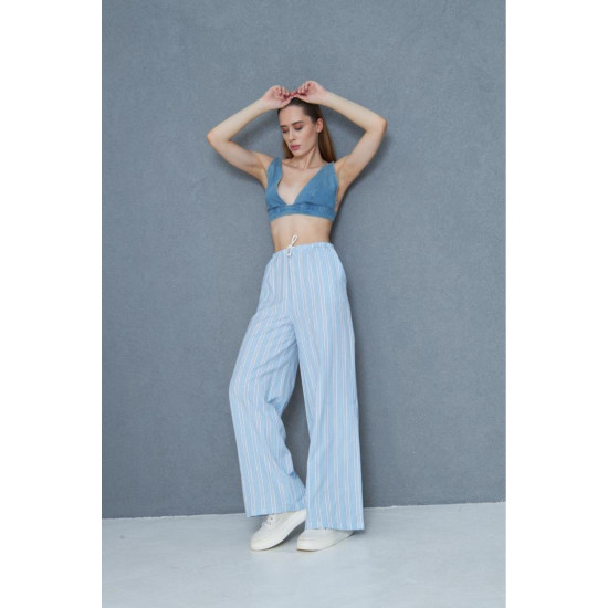 Pasaklı Giyim Kadın Fistolu Poplin Pantolon Mavi