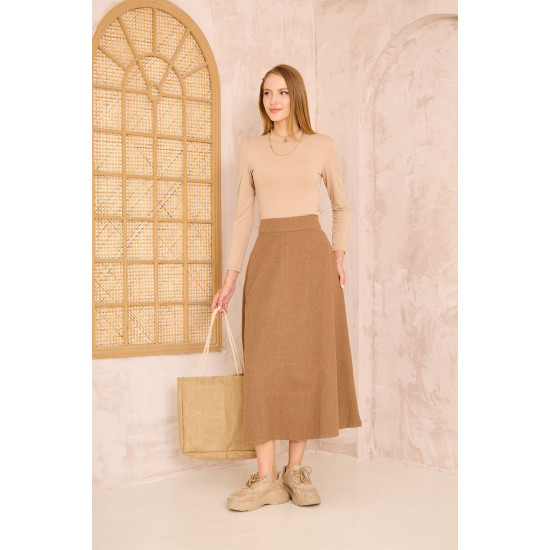 Pasaklı Giyim Kadın Kiloş Kaşe Etek Kahve