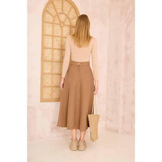 Pasaklı Giyim Kadın Kiloş Kaşe Etek Kahve