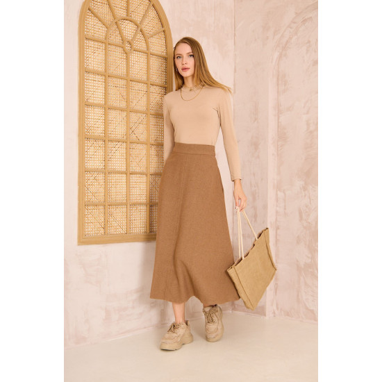 Pasaklı Giyim Kadın Kiloş Kaşe Etek Kahve