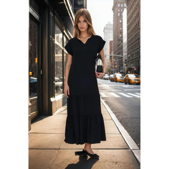 Pasaklı Giyim Kadın Apoletli Elbise Siyah